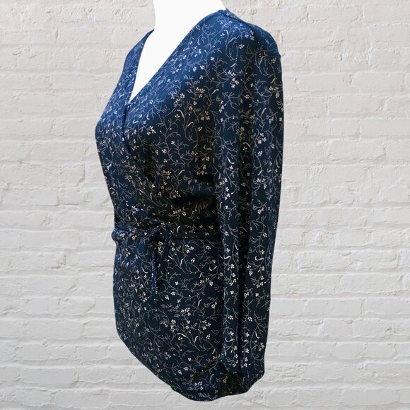 Talbots Women’s Wrap Style Blouse/Top Surplice Neck Floral 3/4 Sleeves (Sz Lg) - Picture 6 of 16